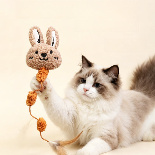 Moo - Bunny Face with Feather Cat Toy