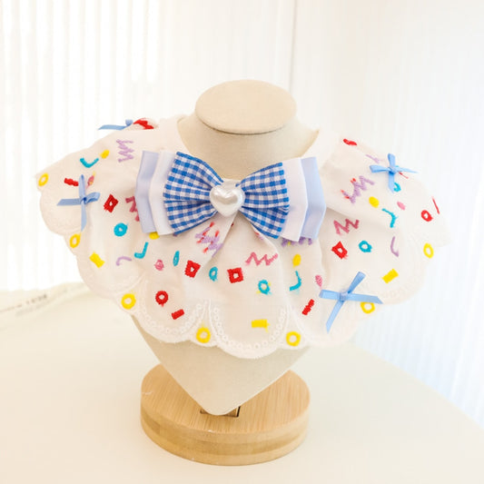 Mokka - Point Pattern Lace Bow Cat Collar