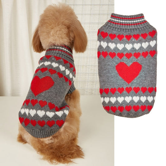 Ozzie - Heart Pattern Turtleneck Knit Pet Sweater