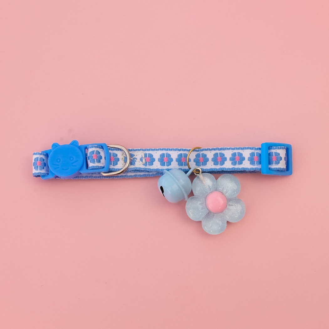 Mokka - Embroidered Flower Bell Cat Collar