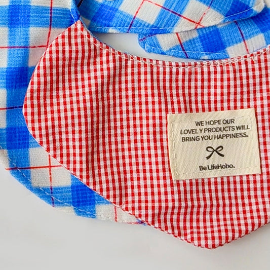 Mokka - Rustic Red and Blue Plaid Pet Bib