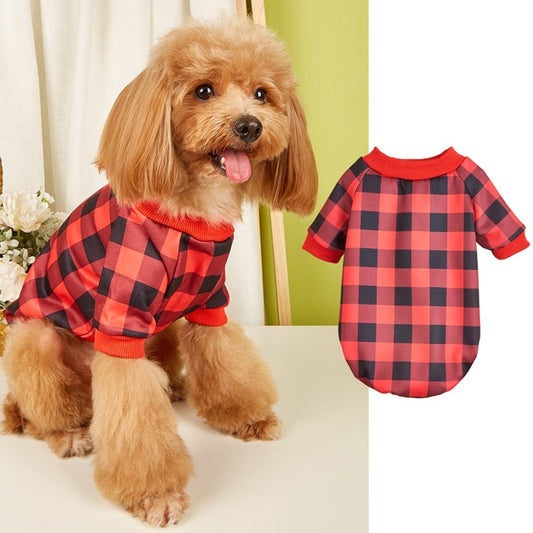 Ozzie - Classic Plaid Round Neck Dog Sweatshirt
