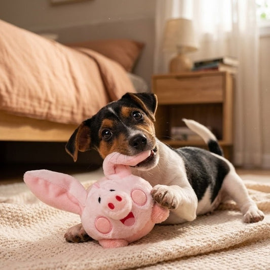 Petkin - Pig Shape Bird Sound Squeaky Plush Dog Toy