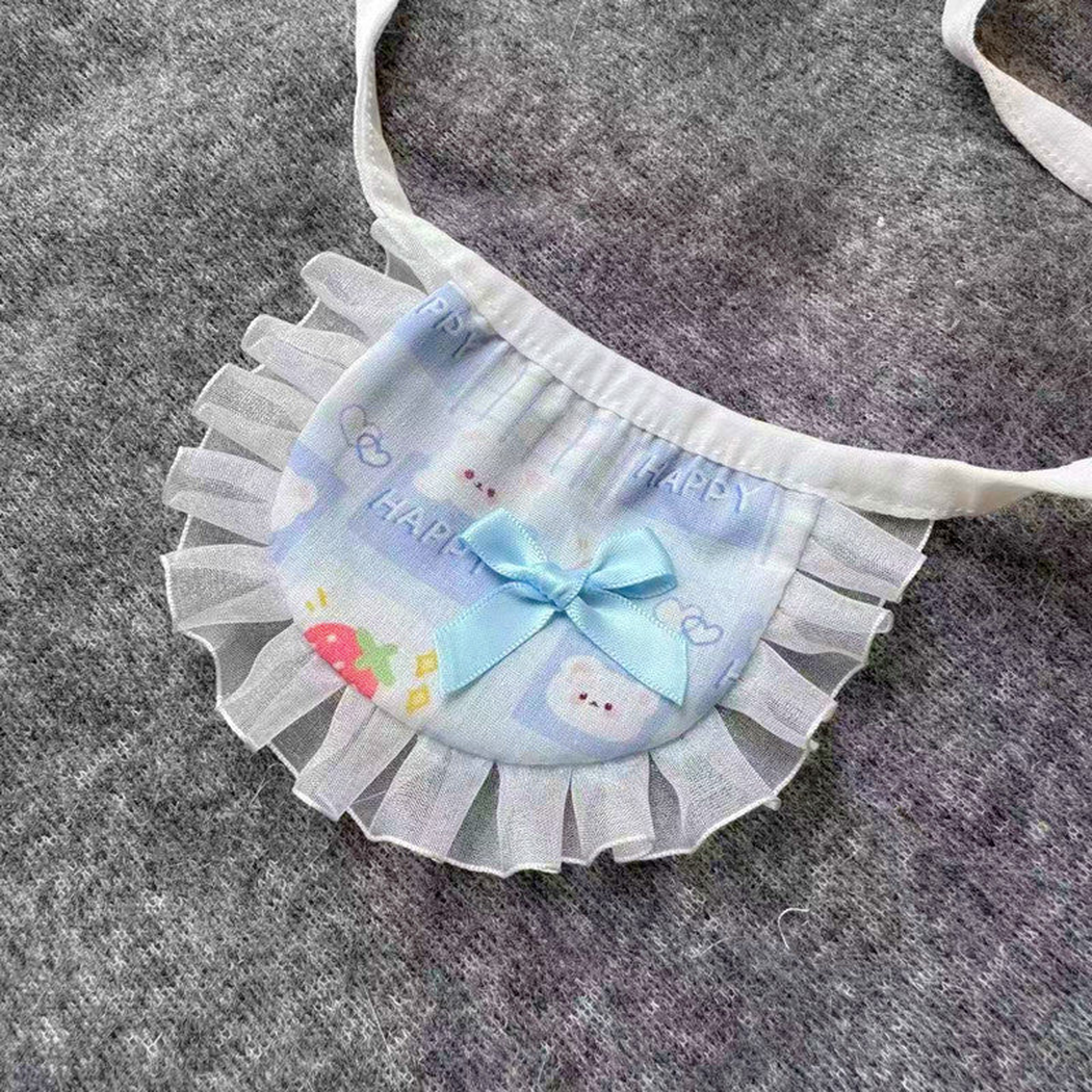 Happy pet neckwear with blue bow and sheer pleated ruffle