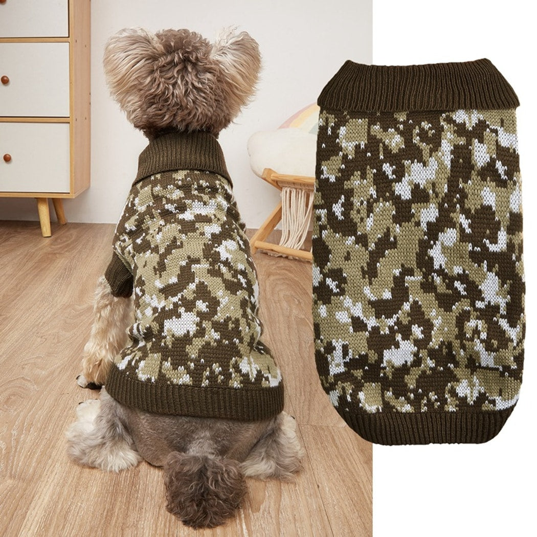 Ozzie - Camouflage Dog Sweater with Collar Pullover