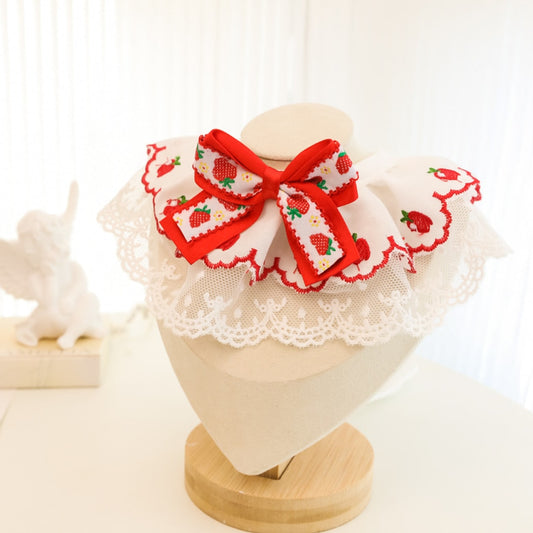 Mokka - Strawberry Cherry Lace Cat Collar