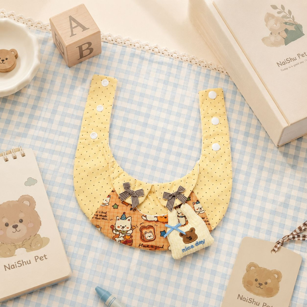 Mokka - Polka-Dot Bear Bib Pet Neckwear