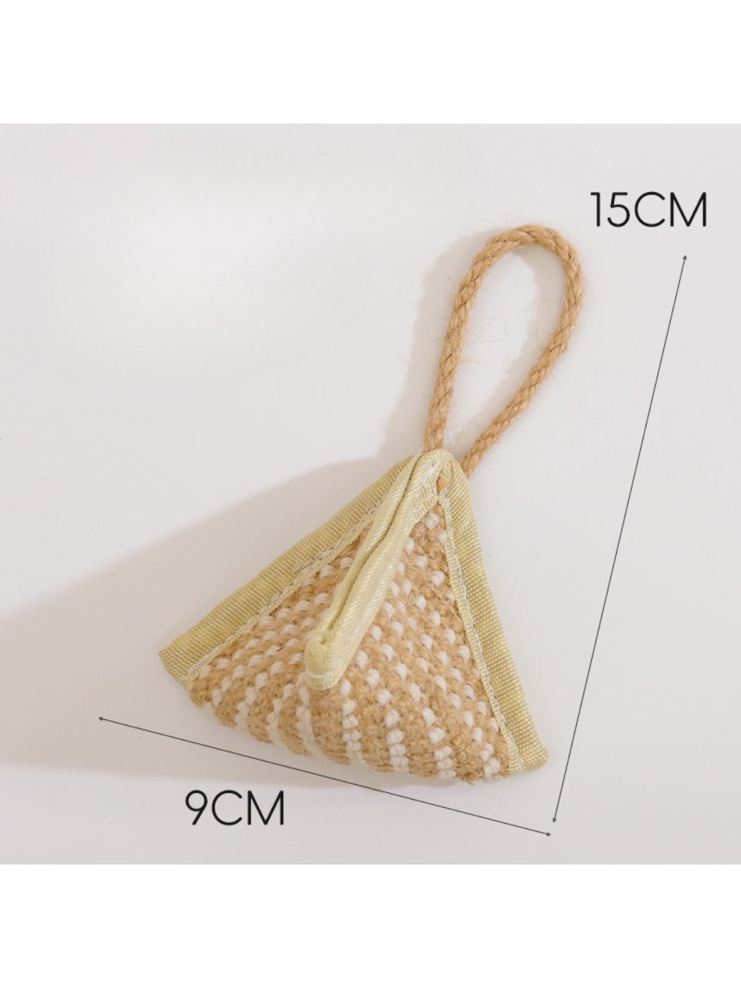 Close-up of Moo Triangle Sisal Cat Toy showing textured sisal surface