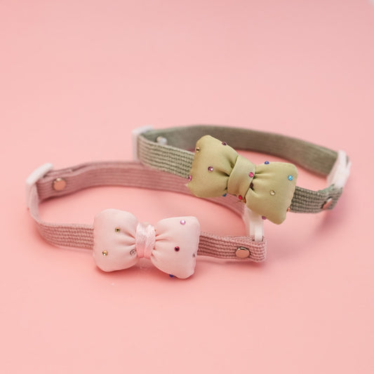 Mokka - Sparkle Bow Accent Cat Collar