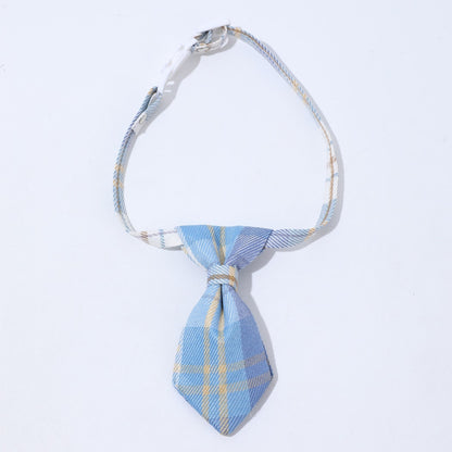 Mokka - Plaid Tie Detail Adjustable Pet Collar