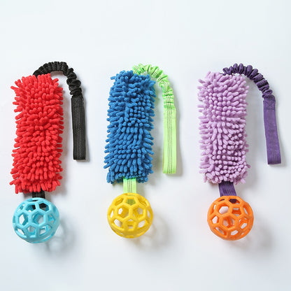 Petkin - Multicolor Squeaky Ball Tug Dog Toy
