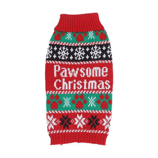 Ozzie - High Neck Snowflake Slogan Pet Dog Sweater