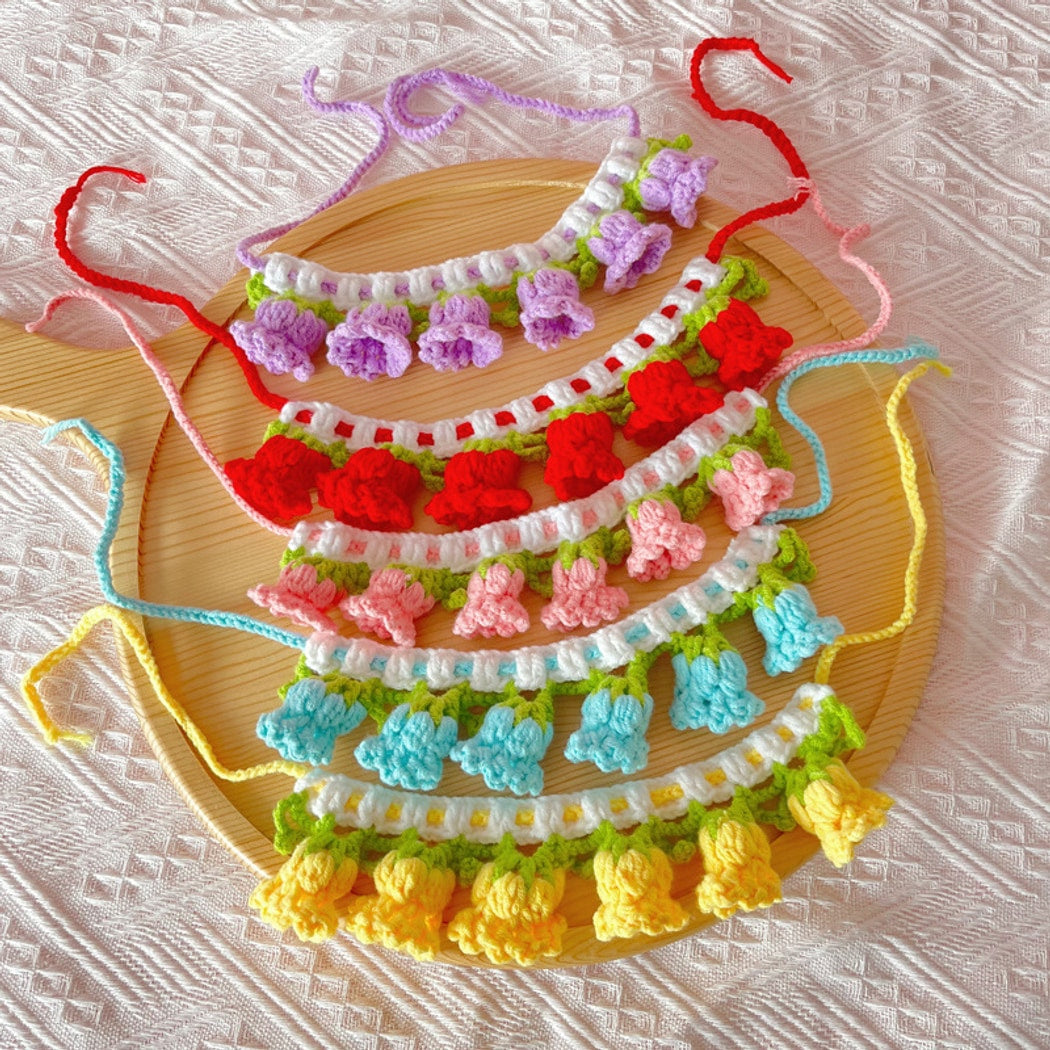Mokka - Floral Princess Style Knit Cat Collar