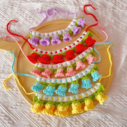 Mokka - Floral Princess Style Knit Cat Collar