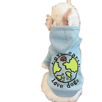 Ozzie - Planet Print Dog and Cat Hoodie Sweatshirt