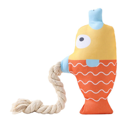 Close-up of Petkin Interactive Fish Character Toss Dog Toy showing fish design and texture