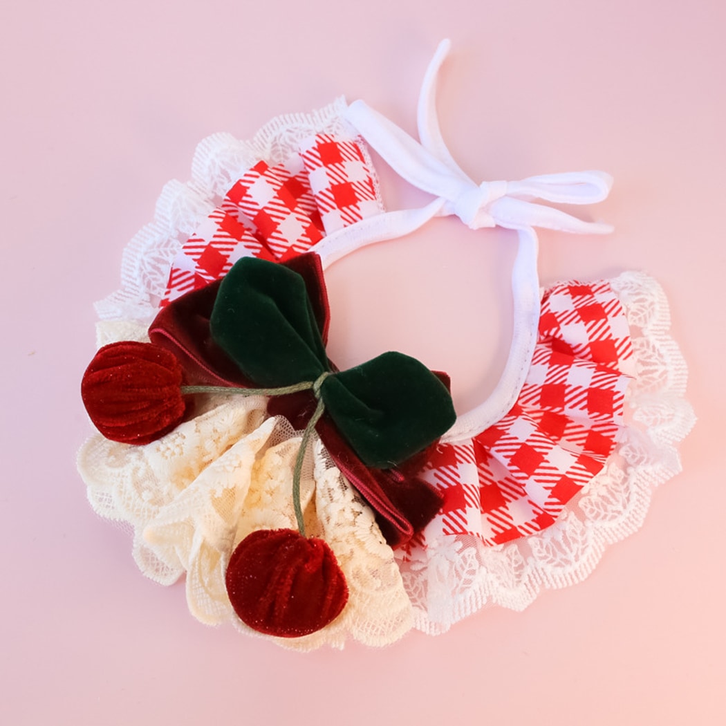 Mokka - Plaid Lace Bow Cat Collar Collar