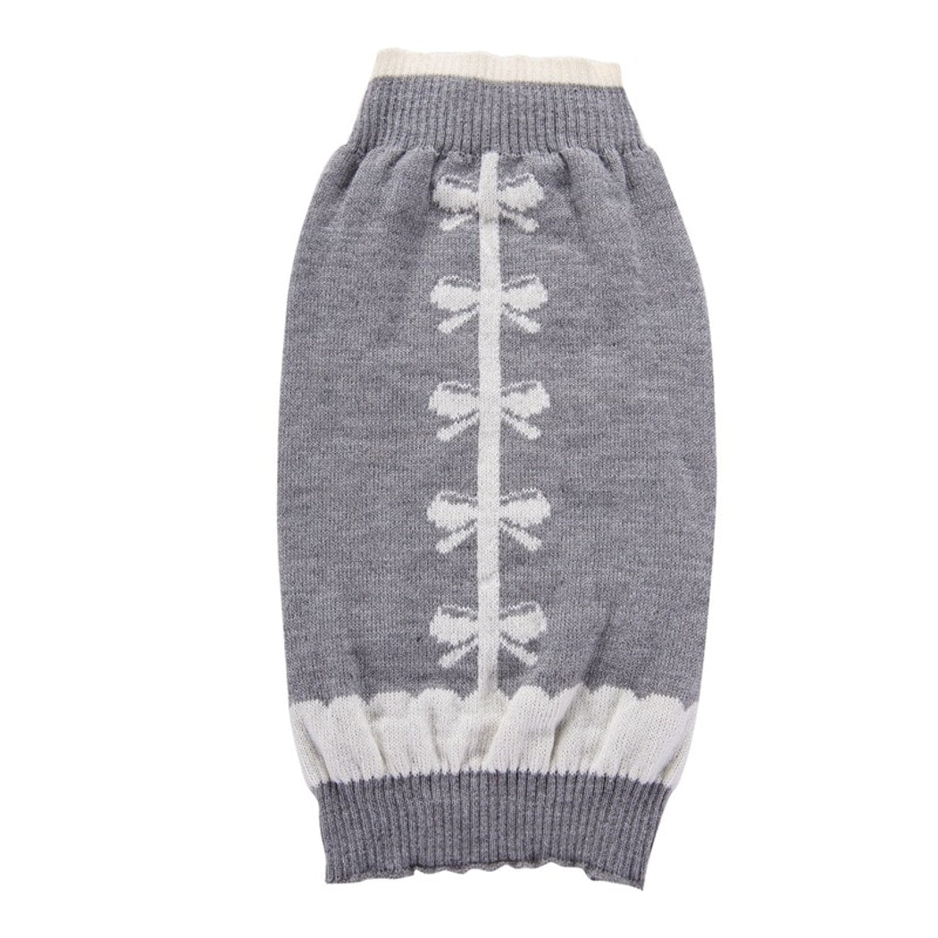 Ozzie - Gray Bow Detail British Style Dog Sweater