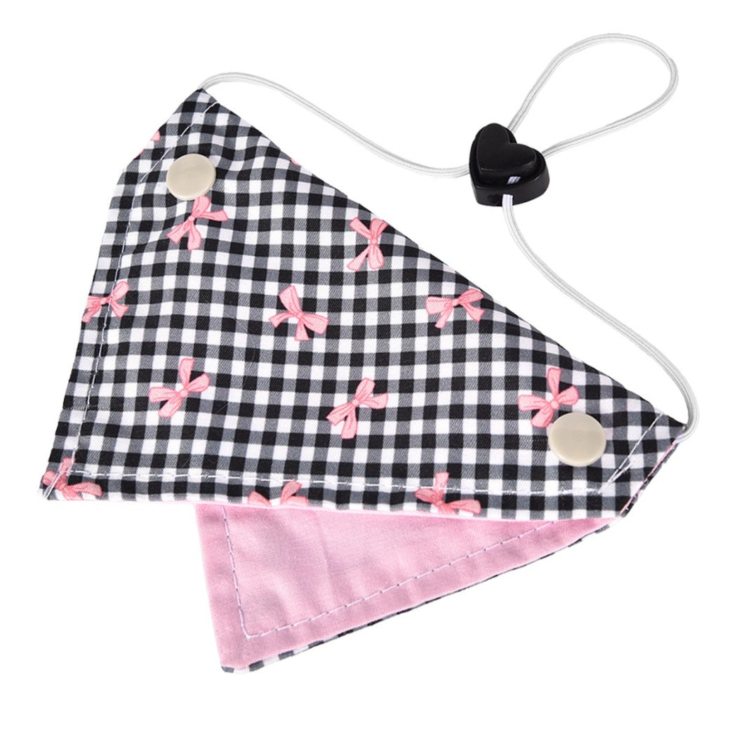 Mokka Bow Print Cat Bandana Collar laid flat showing bow design