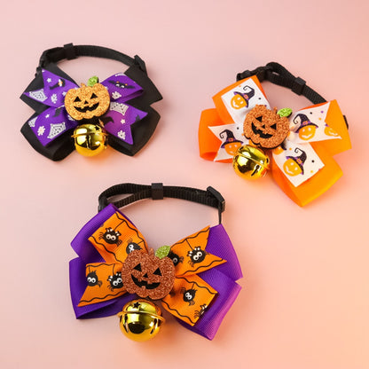 Halloweek - Bell Accent Pumpkin Bow Tie Pet Collar