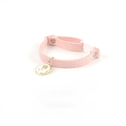 Rose charm detail on soft pink breakaway cat collar for small cats