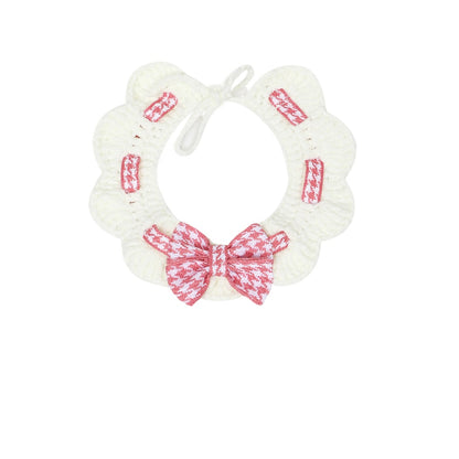 Mokka - Houndstooth Bow Crochet Cat Collar
