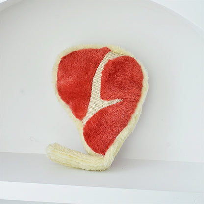 Ham-inspired plush dog toy displayed on plain background, showing full length