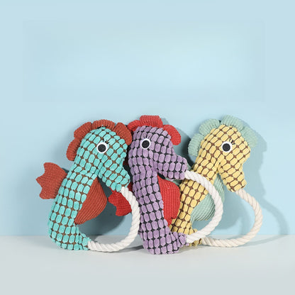 Petkin - Interactive Plush Seahorse Squeaky Dog Toy