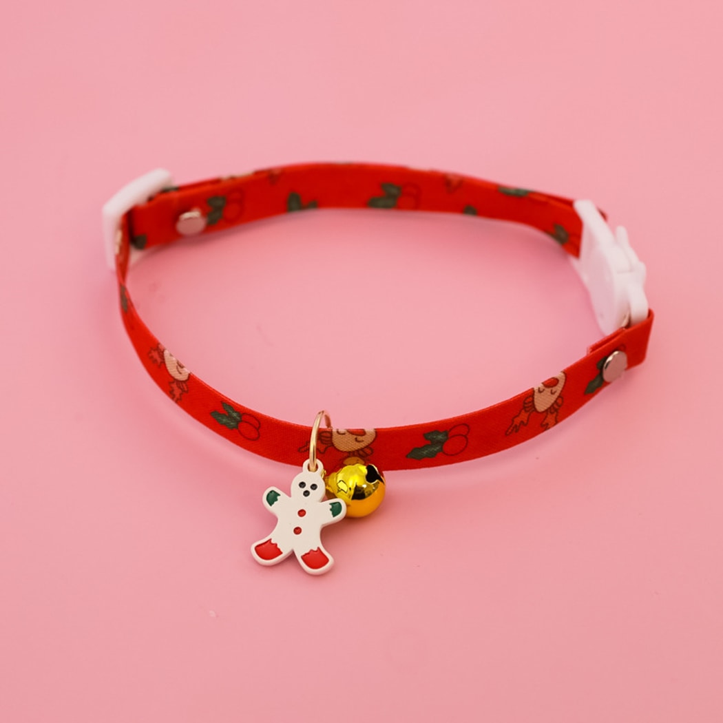 Christmoo - Christmas Bell Charm Cartoon Print Cat Collar