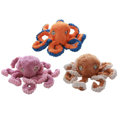 Petkin - Plush Octopus with Stitched Eyes Dog Toy