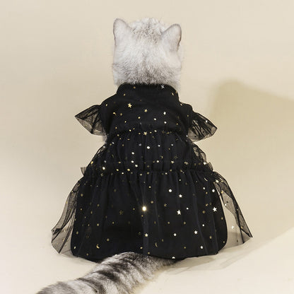 Ozzie - Decorative Black Pet Dress with Tulle Trim
