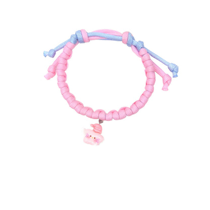Side view of Mokka colourful cord cat collar showing stitching and clasp details