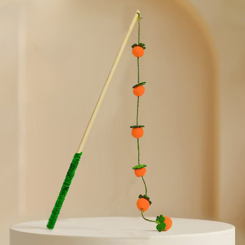 Side view of the Moo Garden Beads Wand Cat Toy with beads aligned on the wand