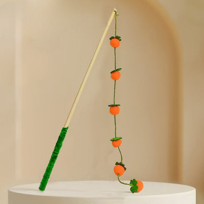 Side view of the Moo Garden Beads Wand Cat Toy with beads aligned on the wand