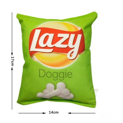 Close-up of Petkin Chips Shape Dog Toy showing texture and shape details