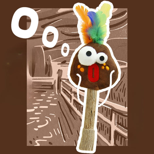 Moo - Chicken Head Cat Chew Toy with Matatabi Stick & Feathers