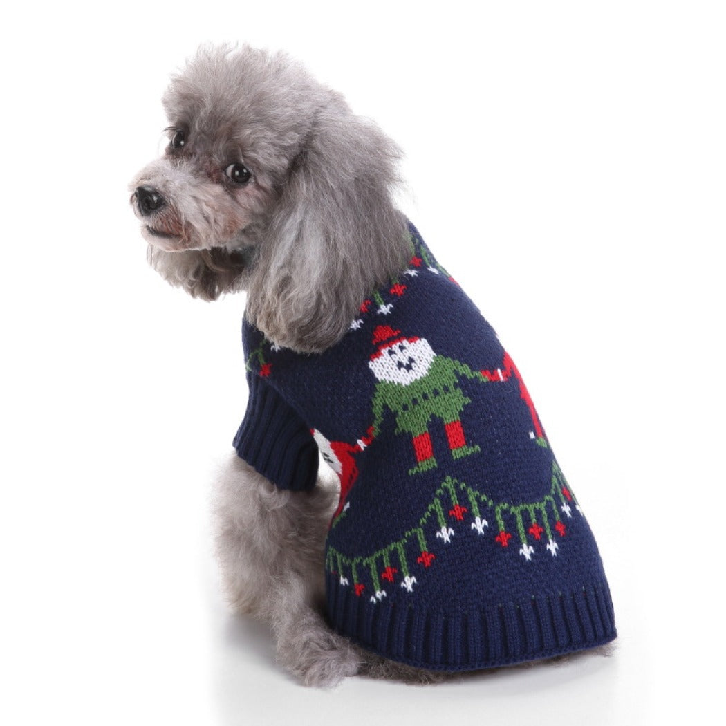 Chrismoo -  Blue Christmas Santa Dog Sweater for small & medium dogs