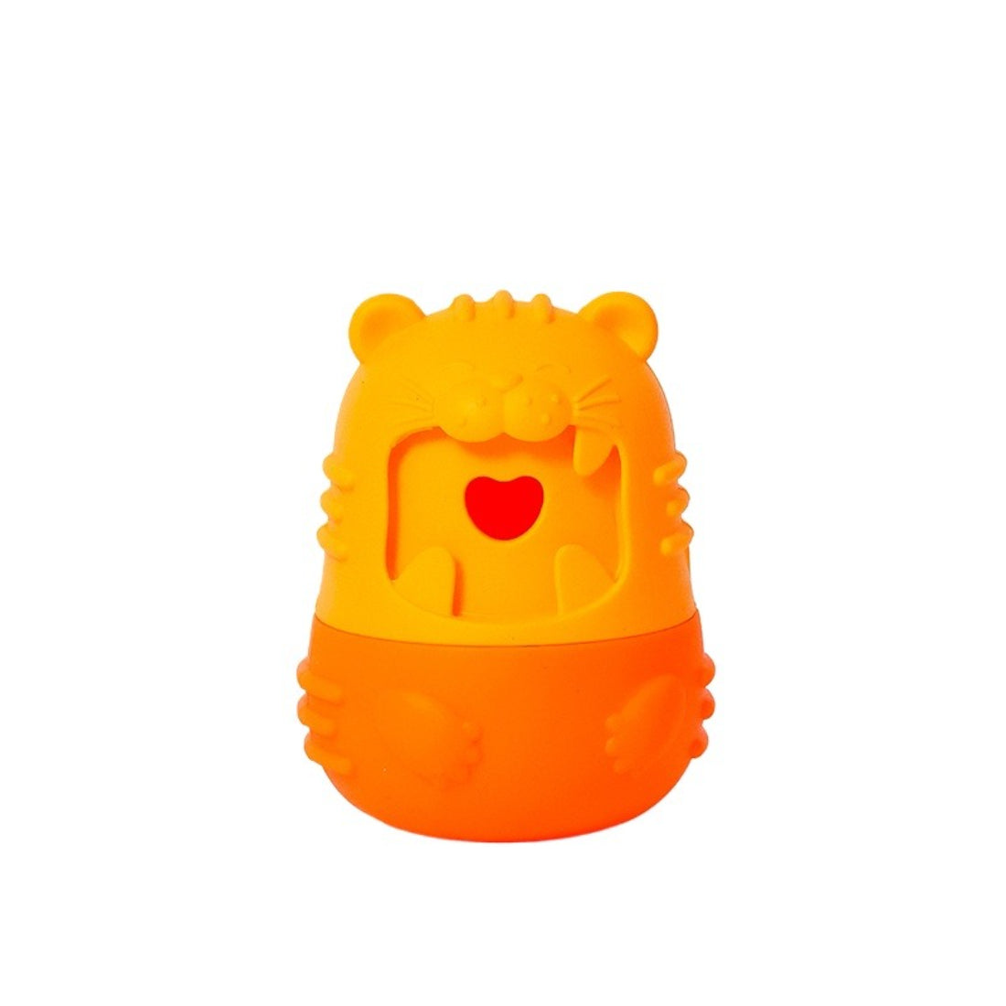 Petkin Monster Treat Dispenser dog toy in orange with monster face and treat hole