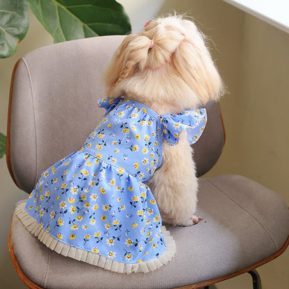 Ozzie - Blue Floral Ruffle Pet Dress