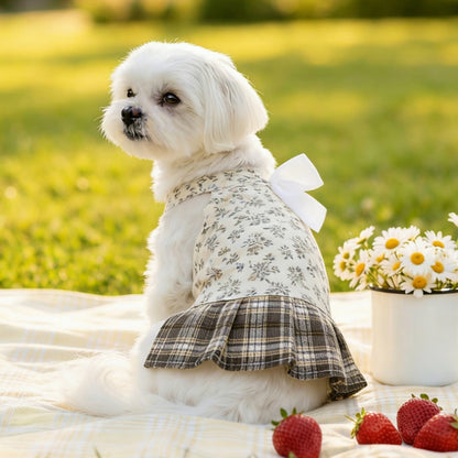 Ozzie - Floral Bow Accent Spring Pet Dress for Dogs