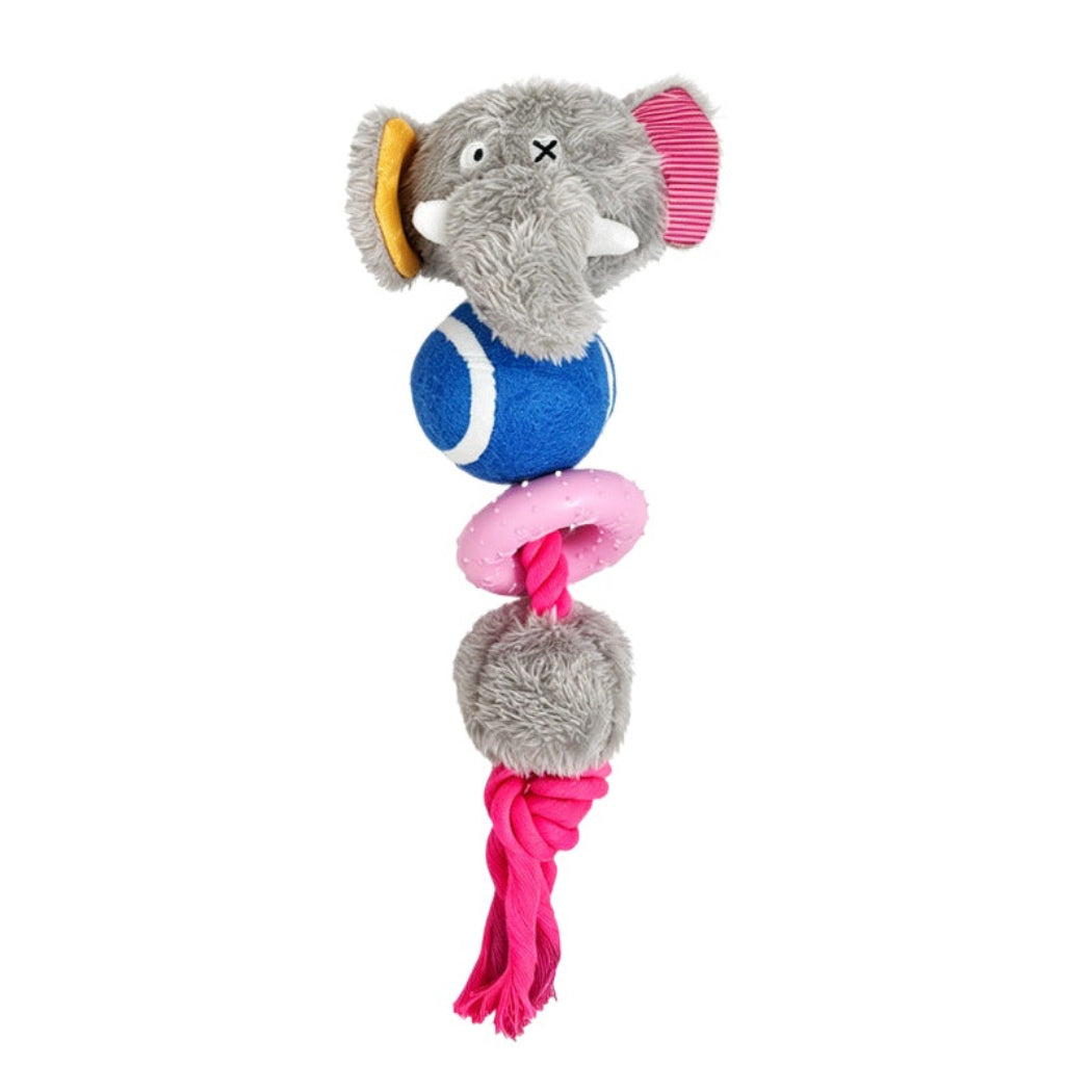 Petkin - Squeaky Plush Animal Rope Dog Toy