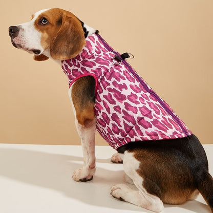 Ozzie - Leopard Print Contrast Trim Zip Dog Vest