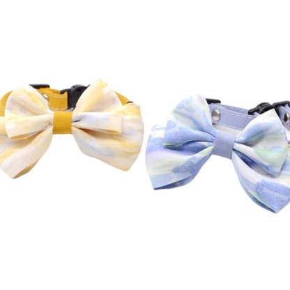Cat wearing Mokka watercolour bow breakaway collar with floral print