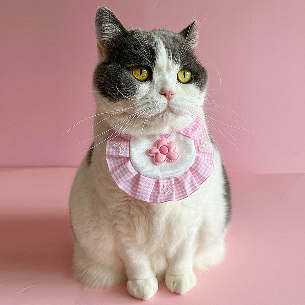 Mokka - Floral Accent Plaid Cat Bib