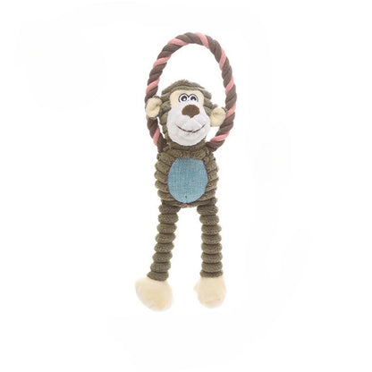 Petkin - Plush Animal Character Rope Loop dog toy
