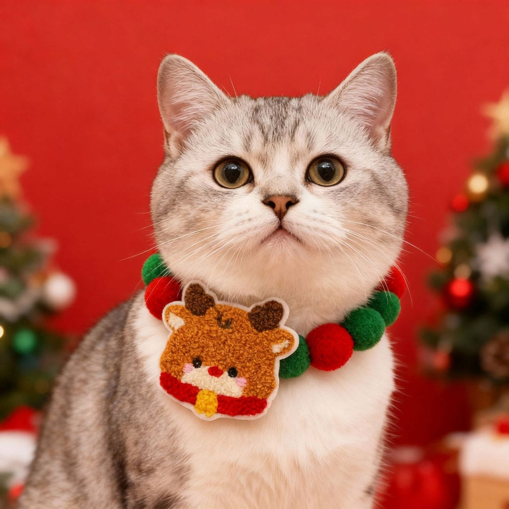 Christmoo - Cartoon Holiday Pattern Christmas Cat Collar