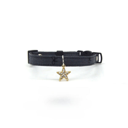 Model wearing Mokka Sparkle Star Breakaway Collar with star charm visible