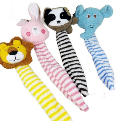 Petkin - Striped Animal Squeaky Plush Dog Toy
