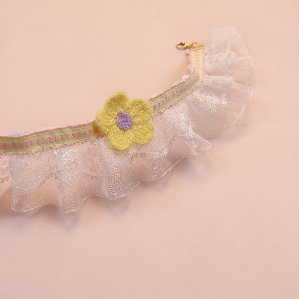 Mokka - Floral Lace Ruffle Decorative Cat Collar