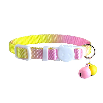 Mokka pastel gradient cat collar with bell laid flat showing full length